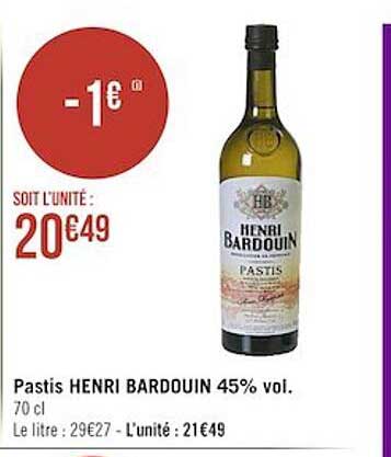 pastis henri bardouin 45% vol.