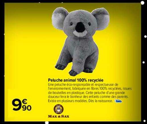 peluche animal 100% recyclée max sax