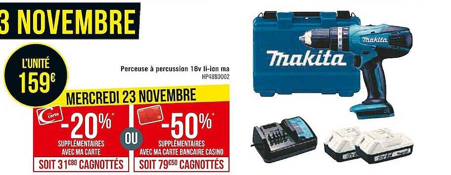 perceuse à percussion 18v li-ion ma hp makita