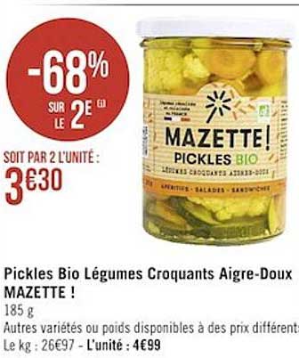 Pickles Bio Légumes Croquants Aigre-doux Mazette !