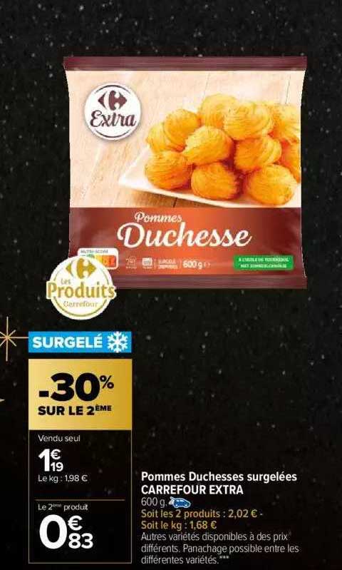 pommes duchesses surgelées carrefour extra