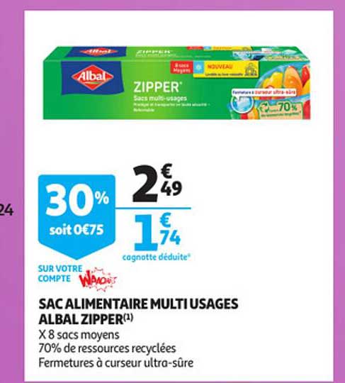 Sac Alimentaire Mlti Usages Albal Zipper