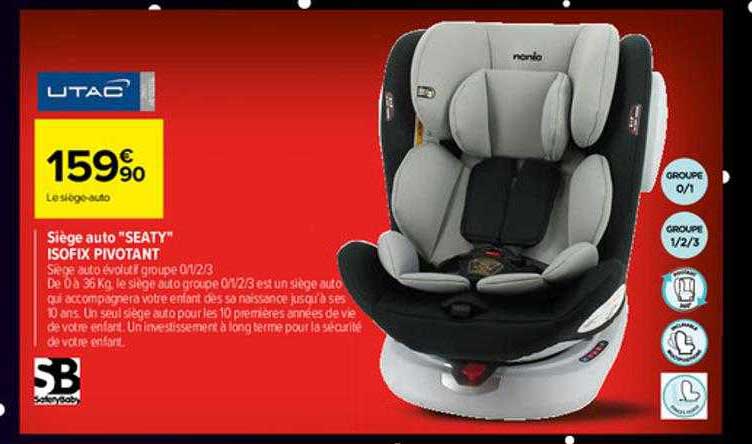 siège auto "seaty" isofix pivotant