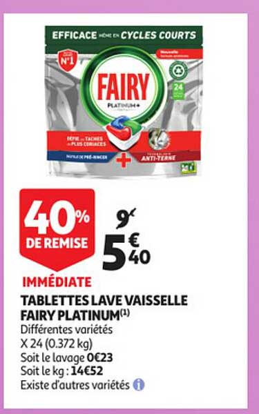tablettes lave vaisselle fairy platinum