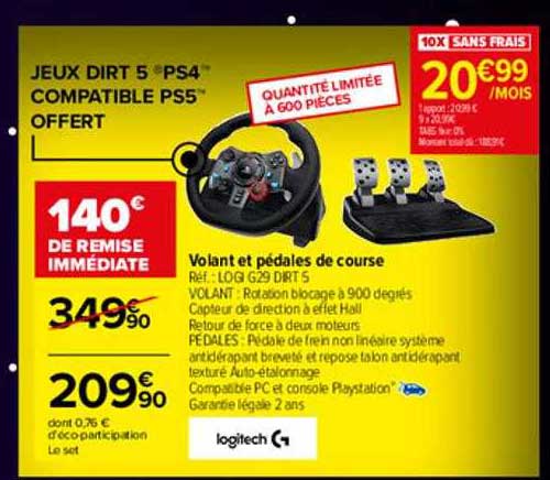 volant et pédales de course logitech