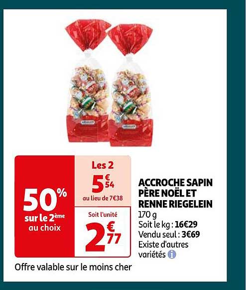 accroche sapin père noël et renne riegelein