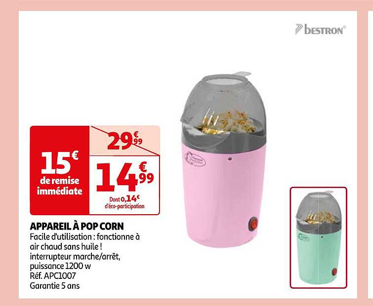 appareil à pop corn bestron
