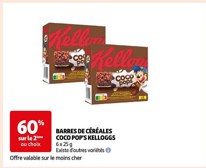 barres de céréales coco pop's kellogg's