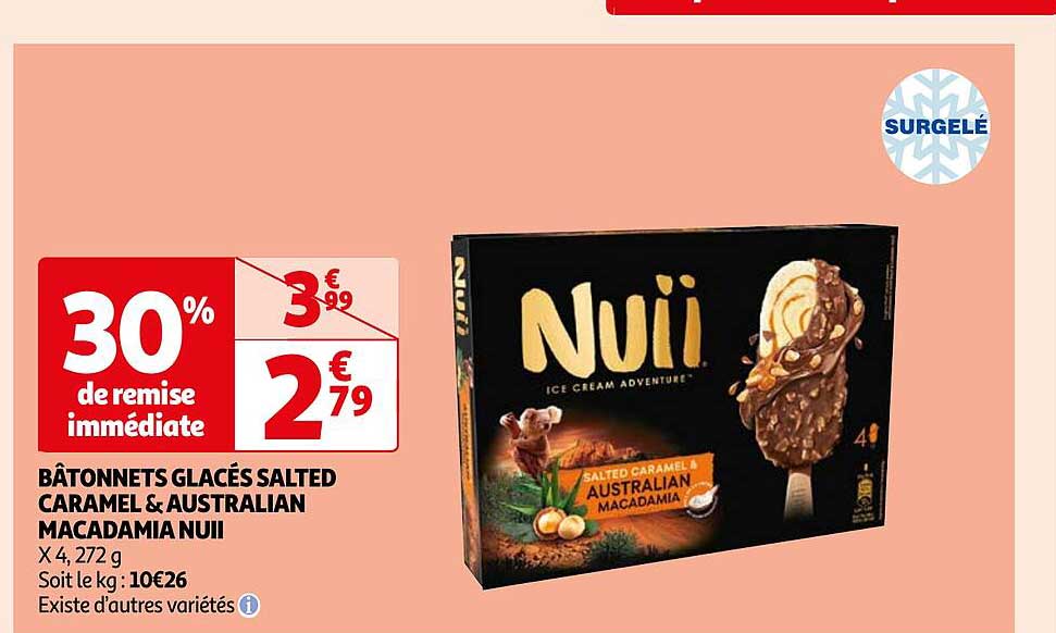 bâtonnets glacés salted caramel & australian macadamia nuii