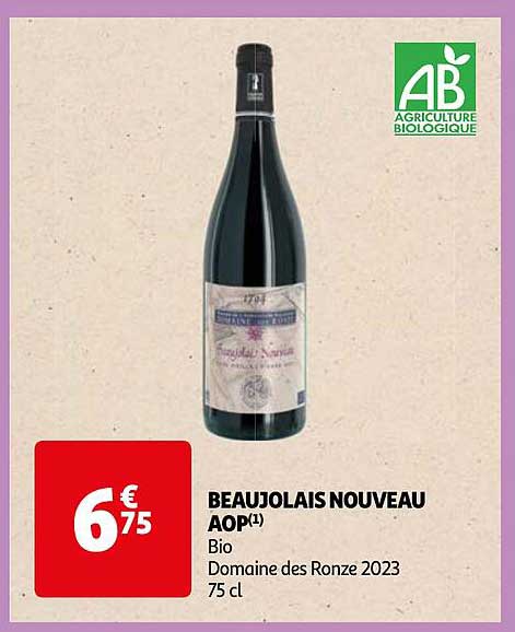 beaujolais nouveau aop bio domaine des ronze 2023