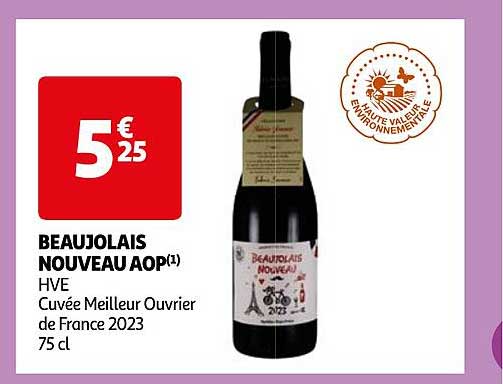 beaujolais nouveau aop hve cuvée meilleur ouvrier de france 2023