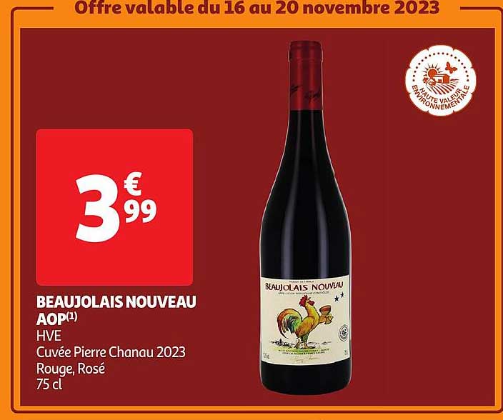 beaujolais nouveau aop hve cuvée pierre chanau 2023