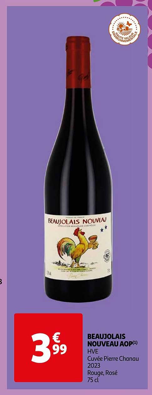 beaujolais nouveau aop hve cuvée pierre chanau 2023