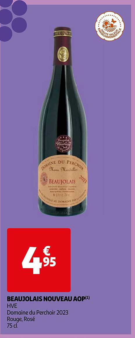 beaujolais nouveau aop hve domaine du perchoir 2023