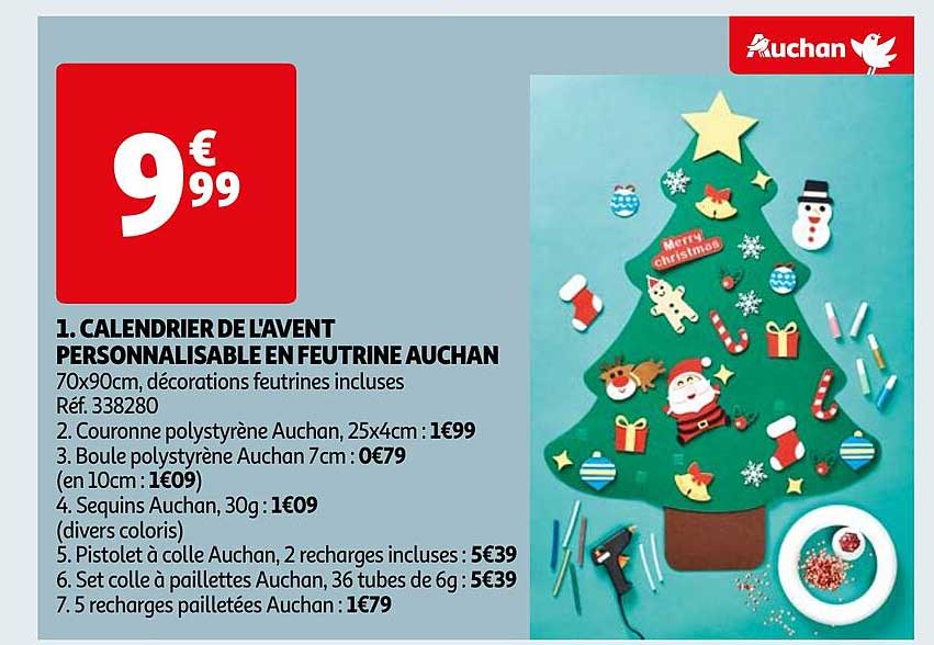 calendrier de l'avent personnalisable en feutrine auchan