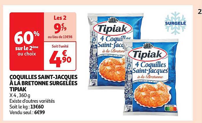 coquilles saint-jacques à la bretonne surgelées tipiak