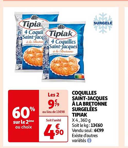 coquilles saint-jacques à la bretonne surgelées tipiak
