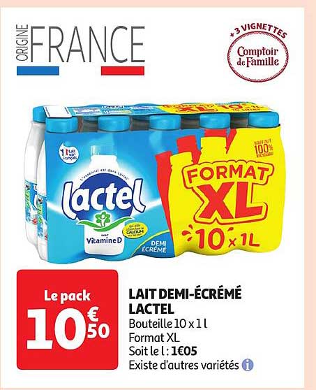 lait demi-écrémé lactel