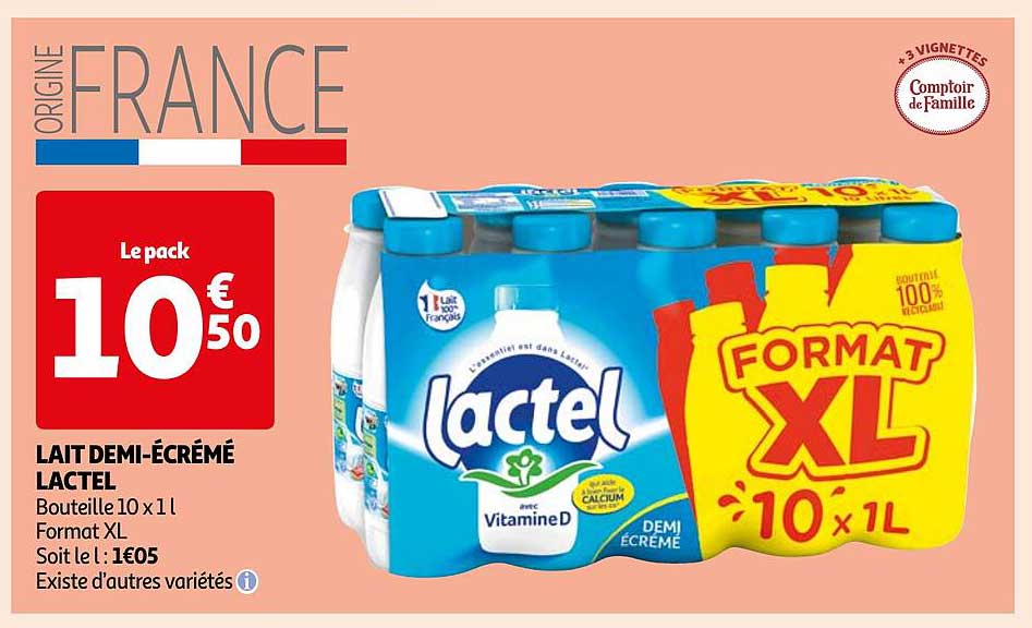 lait demi-écrémé lactel