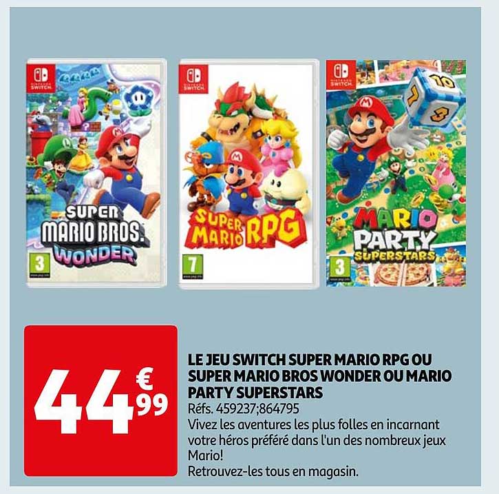 le jeu switch super mario rpg ou super mario bros wonder ou mario party superstars