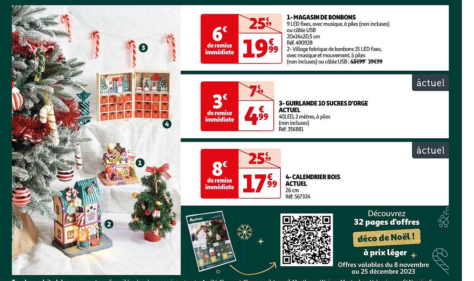 magasin de bonbons, guirlande 10 sucres d'orge actuel, calendrier bois actuel