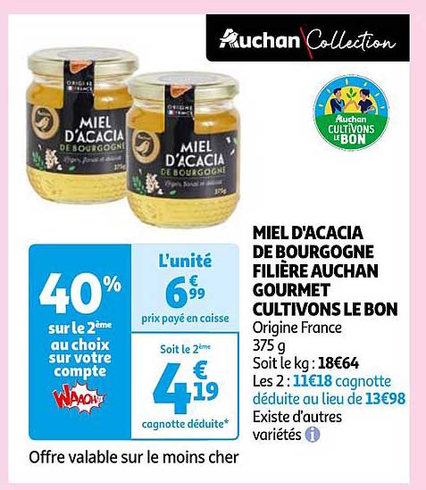 miel d'acacia de bourgogne filière auchan gourmet cultivons le bon