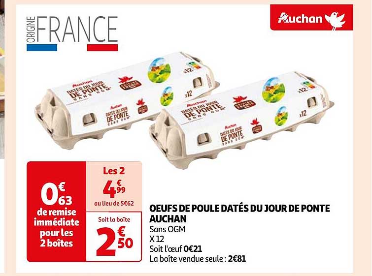 œufs de poule datés du jour de ponte auchan