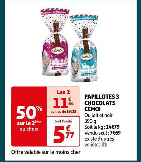 papillotes 3 chocolats cémoi