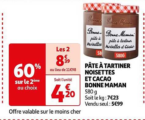 pâte à tartiner noisettes et cacao bonne maman