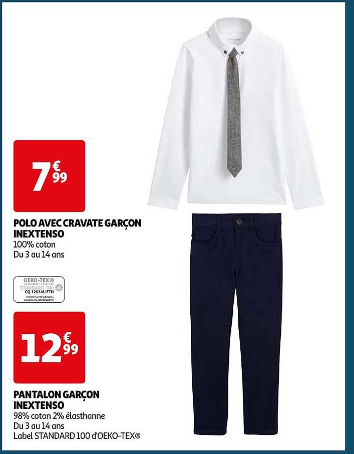 polo avec cravate garçon inextenso, pantalon garçon inextenso