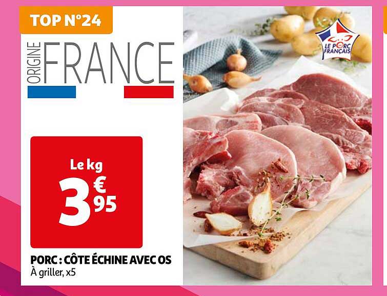 Porc : Côte échine Avec Os