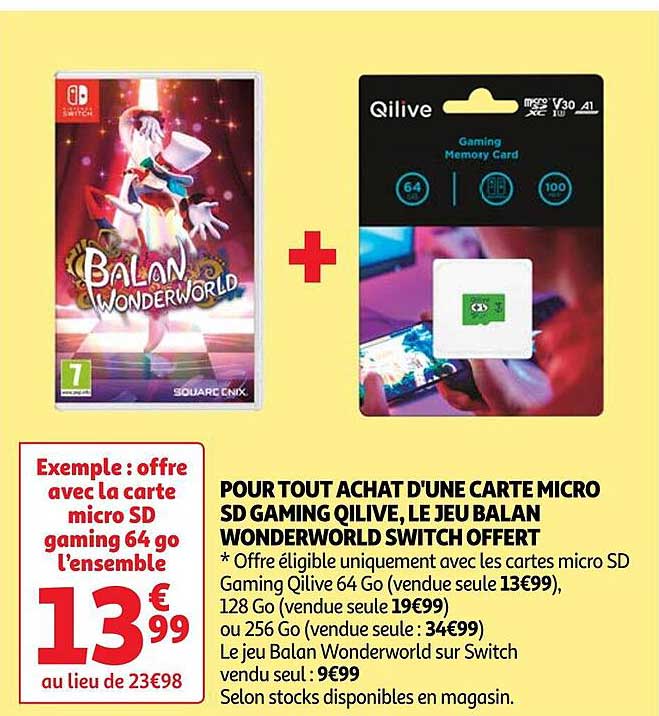 Pour Tout Achat D'une Carte Micro Sd Gaming Qilive, Le Jeu Balan Wonderworld Switch Offert