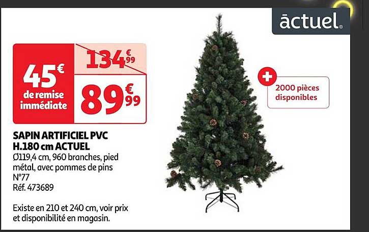 sapin artificiel pvc h.180 cm actuel