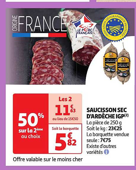 saucisson sec d'ardèche igp