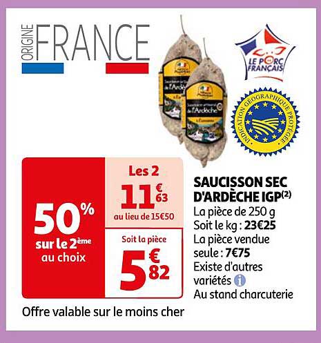 saucisson sec d'ardèche igp