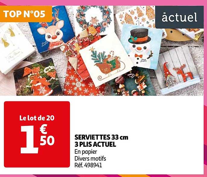 serviettes 33 cm 3 plis actuel