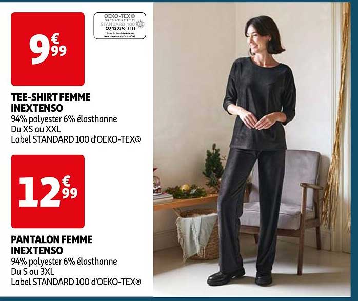 tee-shirt femme inextenso, pantalon femme inextenso