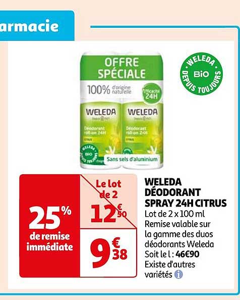 weleda déodorant spray 24h citrus