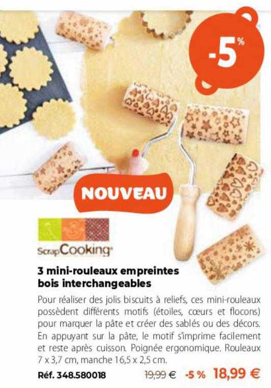 3 Mini-rouleaux Empreintes Bois Interchangeables