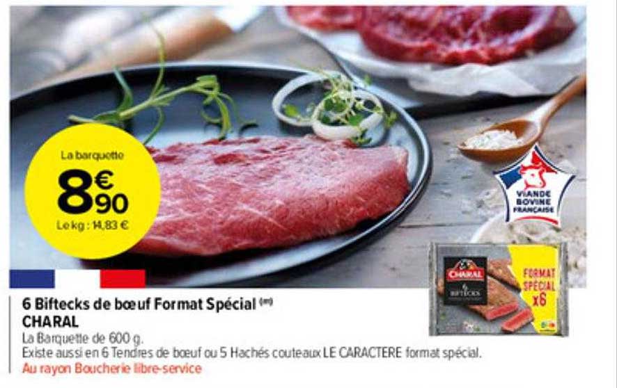 6 biftecks de bœuf format spécial charal