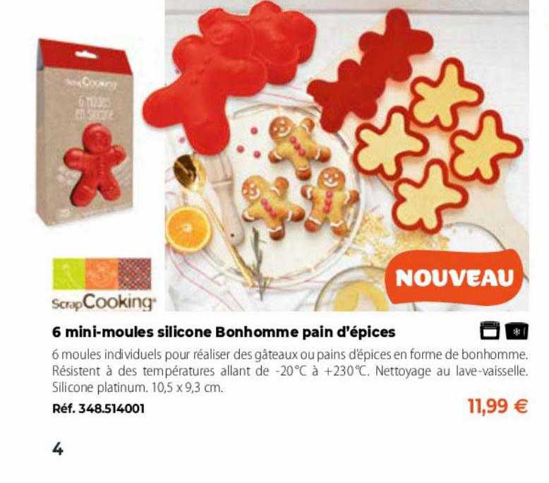 6 mini-moules silicone bonhomme pain d'épices