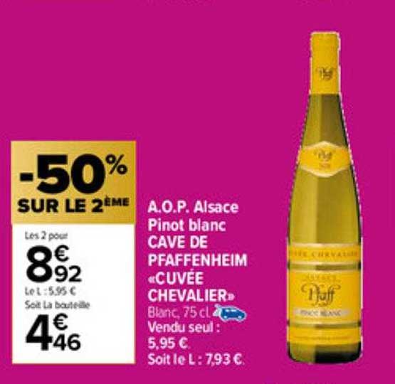 a.o.p. pinot blanc cave de pfaffenheim "cuvée chevalier"