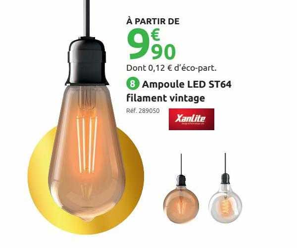 ampoule led st64 filament vintage xanlite