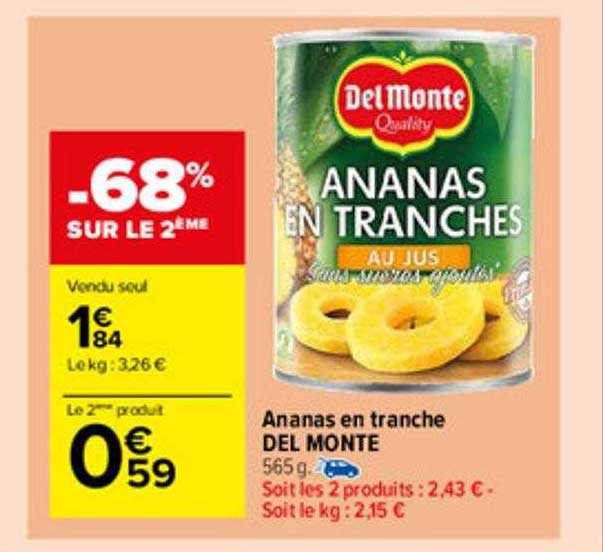 ananas en tranche del monte