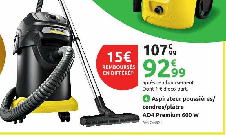 aspirateur poussières cendres plâtre ad4 premium 600 w