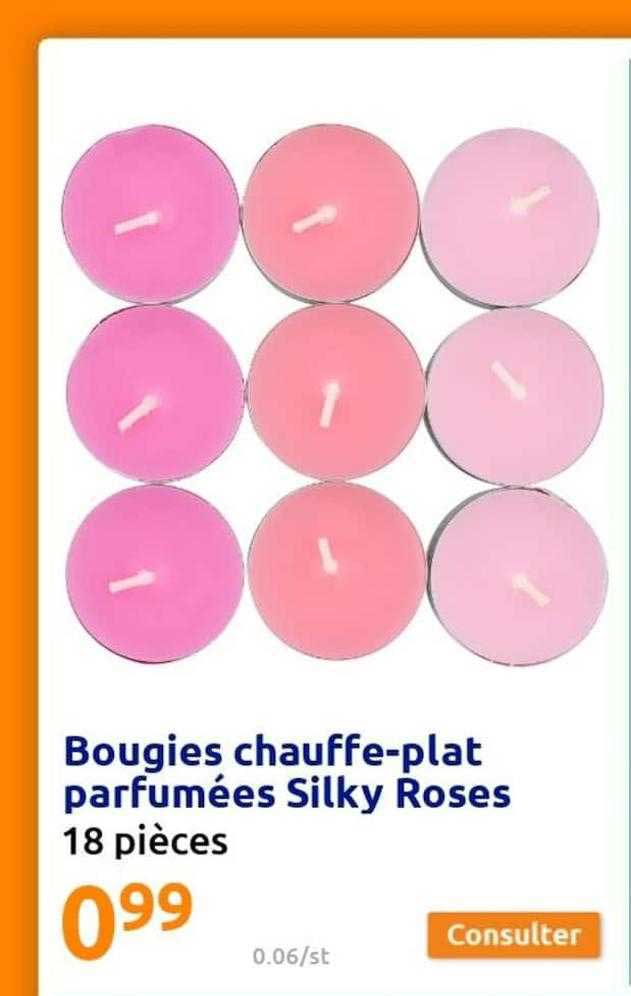 bougies chauffe-plat parfumées silky roses