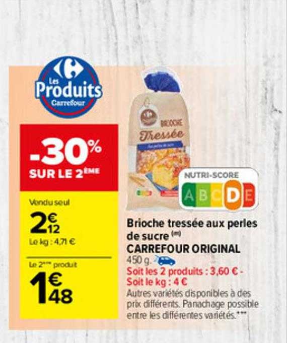 Brioche Tressée Aux Perles De Sucre Carrefour Original
