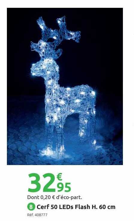 cerf 50 leds flash h. 60 cm