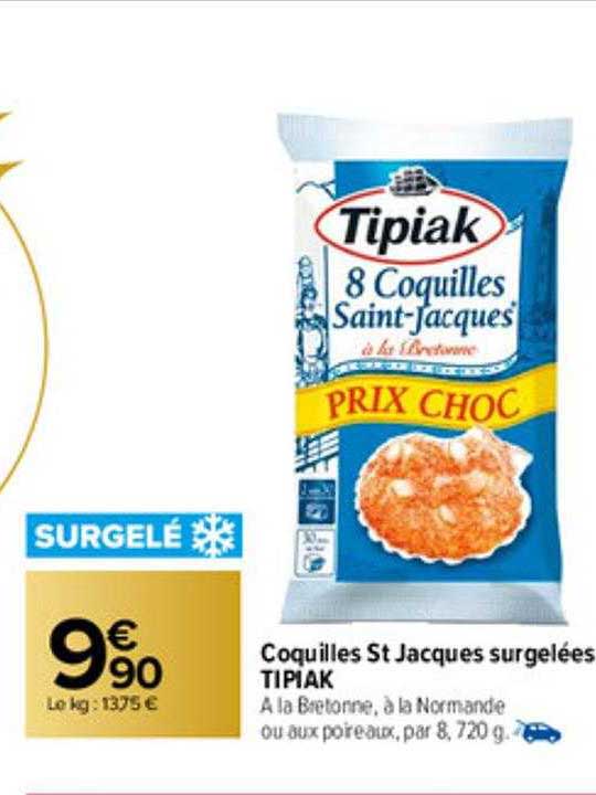 coquilles st jacques surgelées tipiak