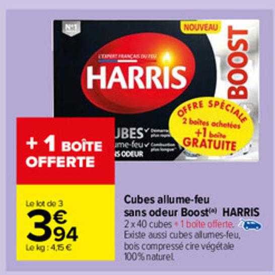cubes allume-feu sans odeur boost harris